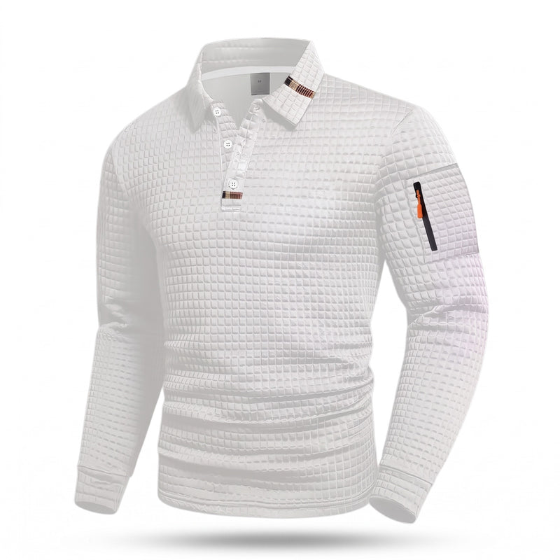 Tactical Polo Shirt Long Sleeve Quick Dry Waffle Knit Top, product photo 8