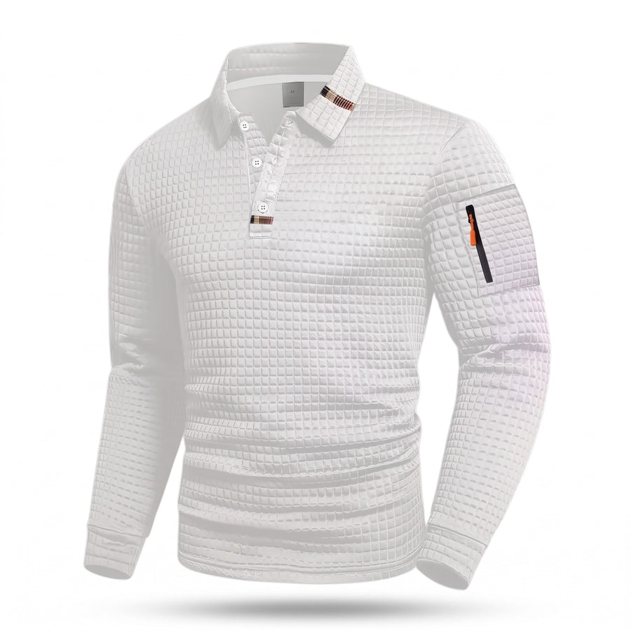 Tactical Polo Shirt Long Sleeve Quick Dry Waffle Knit Top, product photo 8