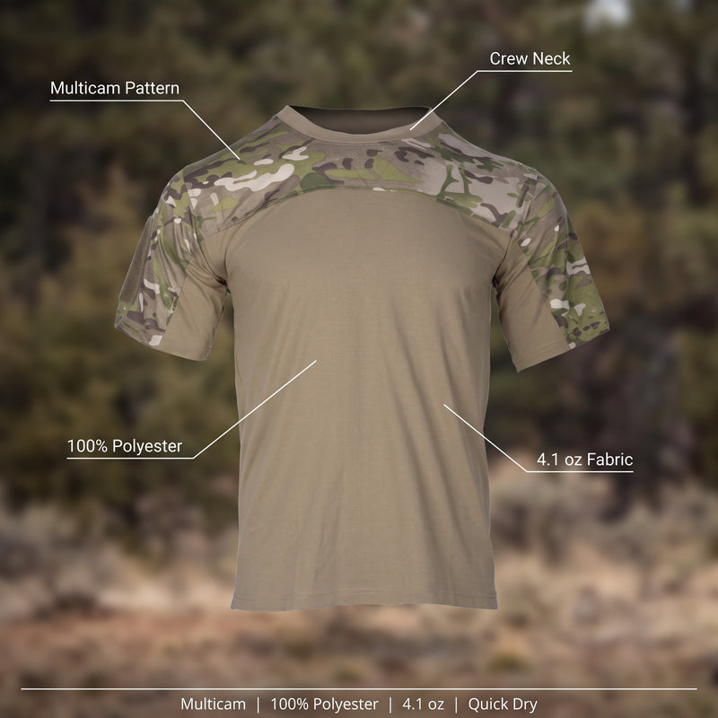 Tactical T Shirt Multicam Camo Men 100% Polyester Crew Neck Military, product photo 2
