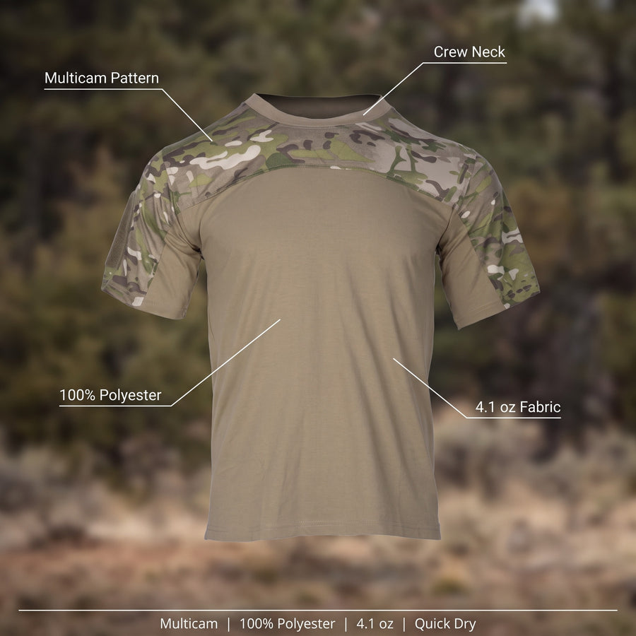 Tactical T Shirt Multicam Camo Men 100% Polyester Crew Neck Military, product photo 2