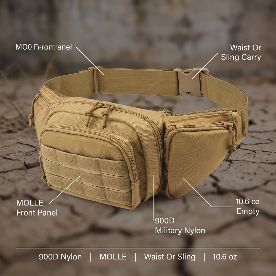 Tactical Waist Bag MOLLE Military 900D Nylon Sling Fanny Pouch, product photo 2
