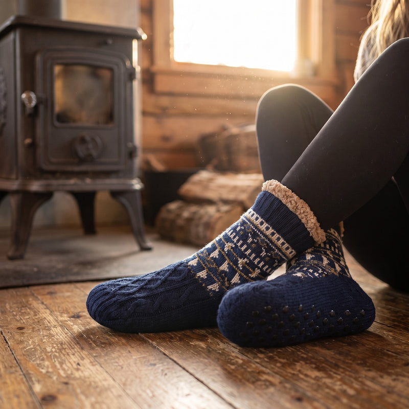 Thermal Knitted Socks Non Slip Silicone Grip Winter Hosiery, product photo 3