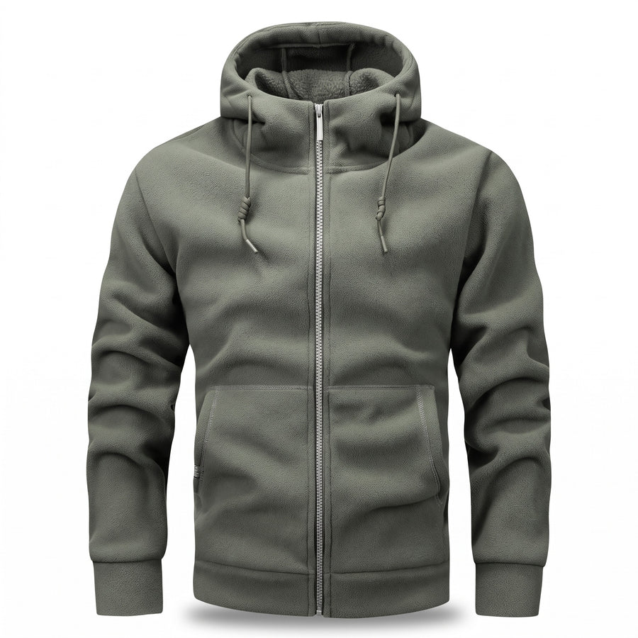 Thickened Polar Fleece Hooded Cardigan Zip Front Unisex Layer, product photo 1