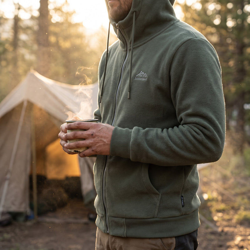 Thickened Polar Fleece Hooded Cardigan Zip Front Unisex Layer, product photo 3