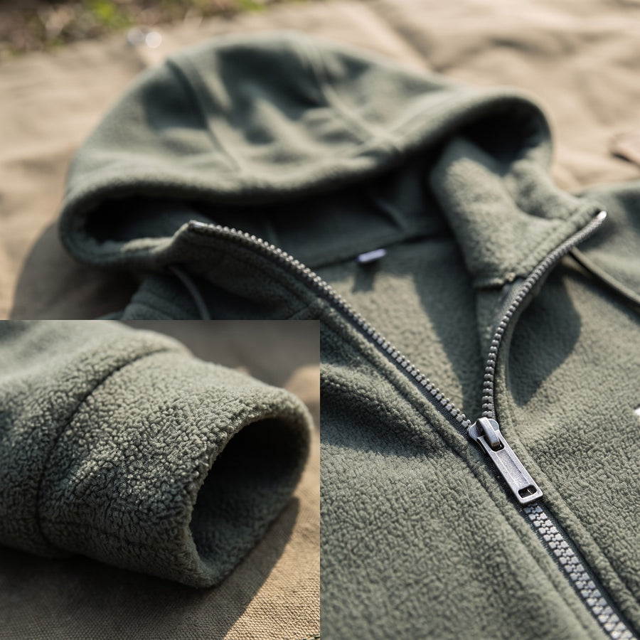 Thickened Polar Fleece Hooded Cardigan Zip Front Unisex Layer, product photo 4