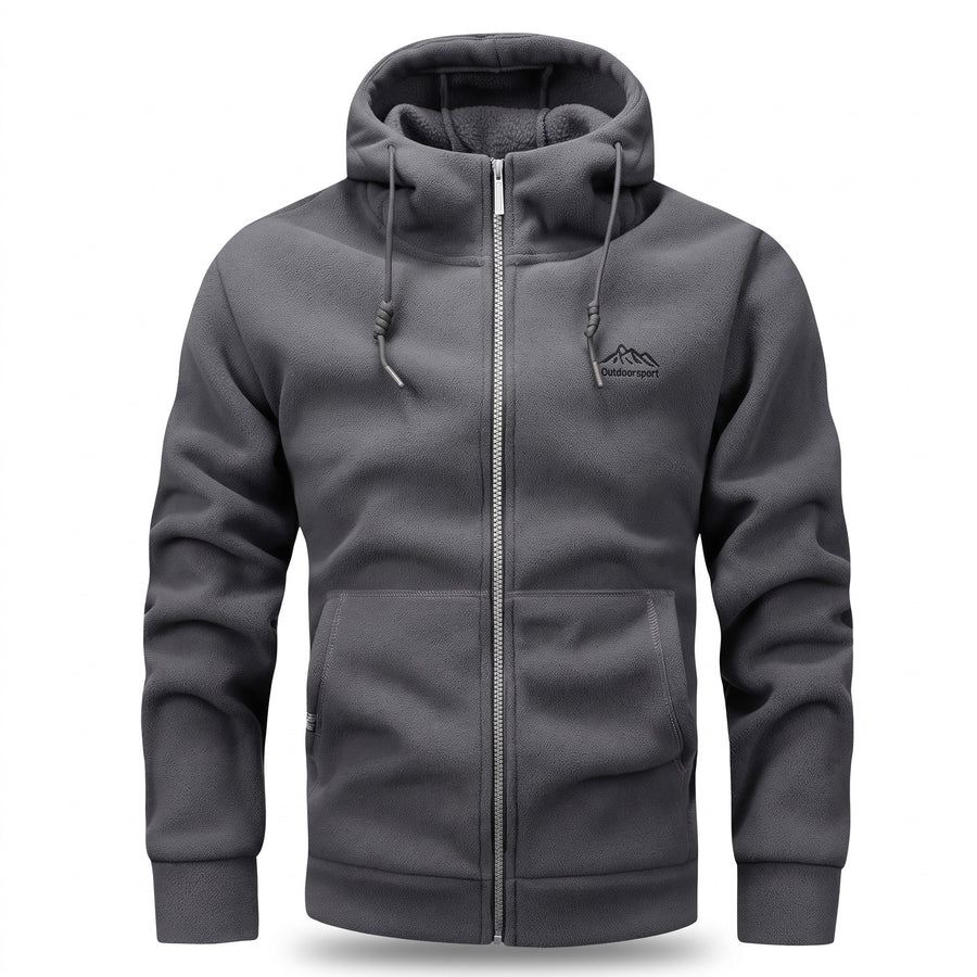 Thickened Polar Fleece Hooded Cardigan Zip Front Unisex Layer, product photo 6