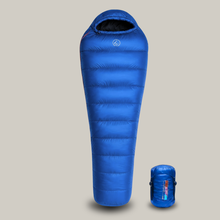 Three-Season Down Sleeping Bag Ultra-Lightweight Mummy Hooded Sack – product view 10 | Great Lakes Outdoor