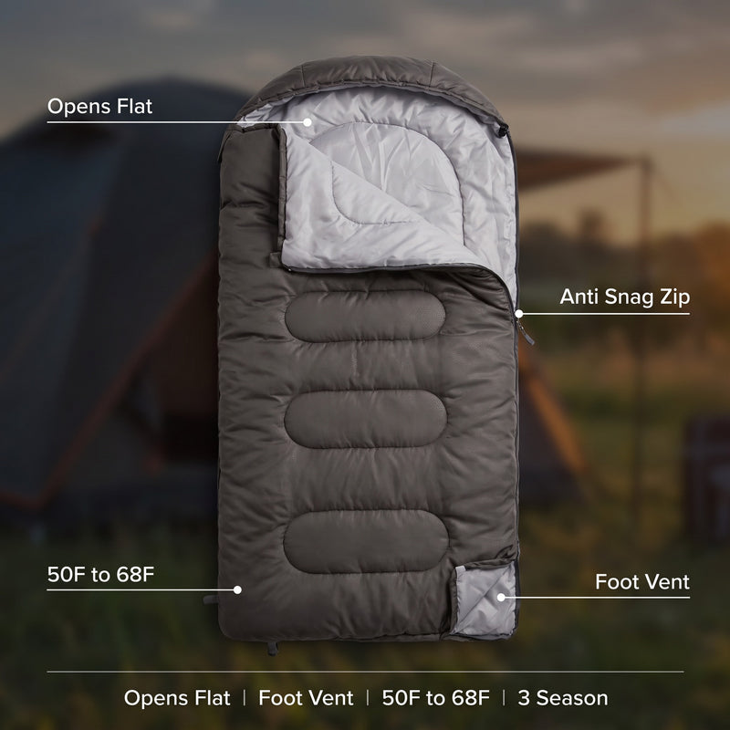 Three Season Sleeping Bag Opens Flat as a Camping Blanket, product photo 2