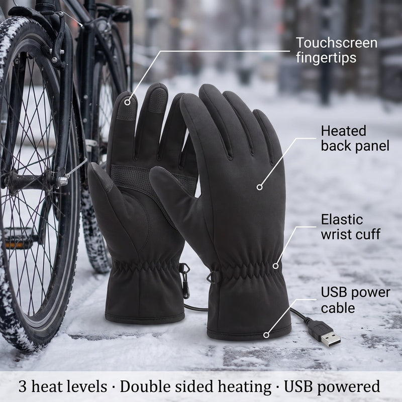 Touchscreen Heated Gloves Plush Lined USB Powered Winter Hand Warmers, product photo 2