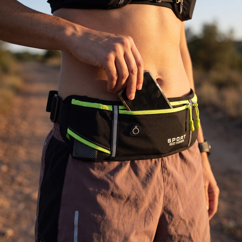 Trail Hydration Belt 3 Pockets Hidden Bottle Holder Reflective Waist, product photo 5