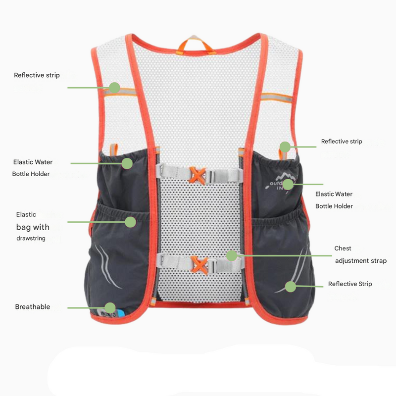 Trail Running Vest with Soft Flasks Hydration Backpack Unisex – product view 5 | Great Lakes Outdoor