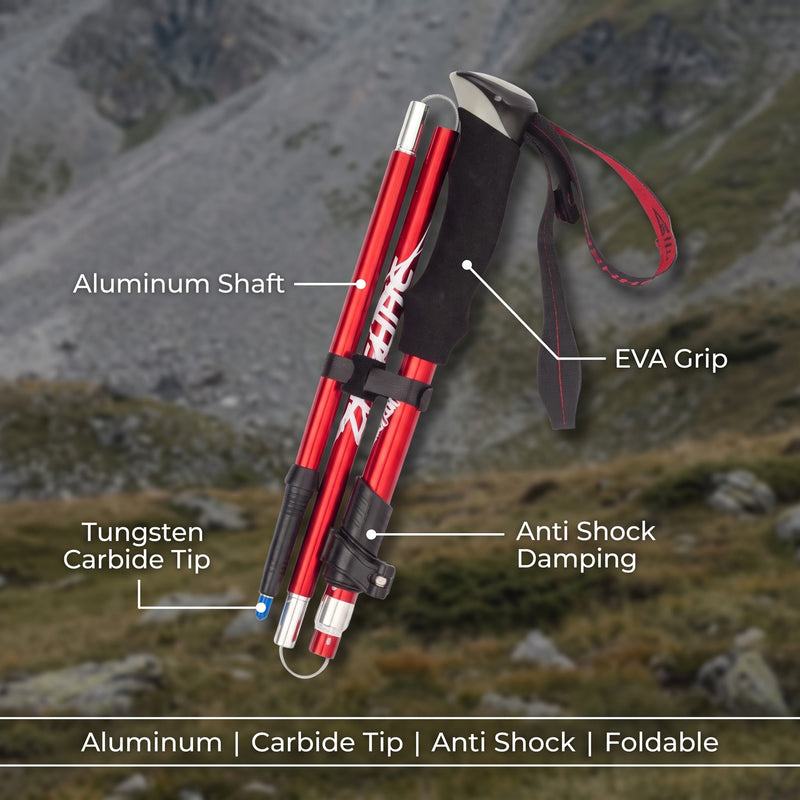 Trekking Poles Foldable Aluminum Shock Absorbing Adjustable Hiking, product photo 2