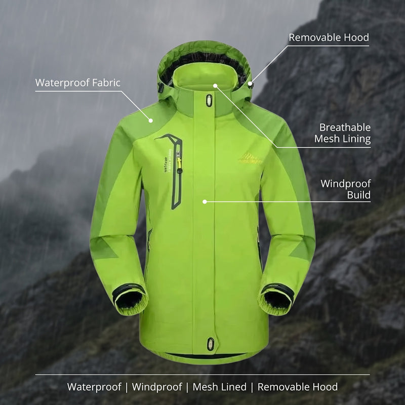 Trekking Rain Jacket Waterproof Windproof Mesh Lined Removable Hood, product photo 2
