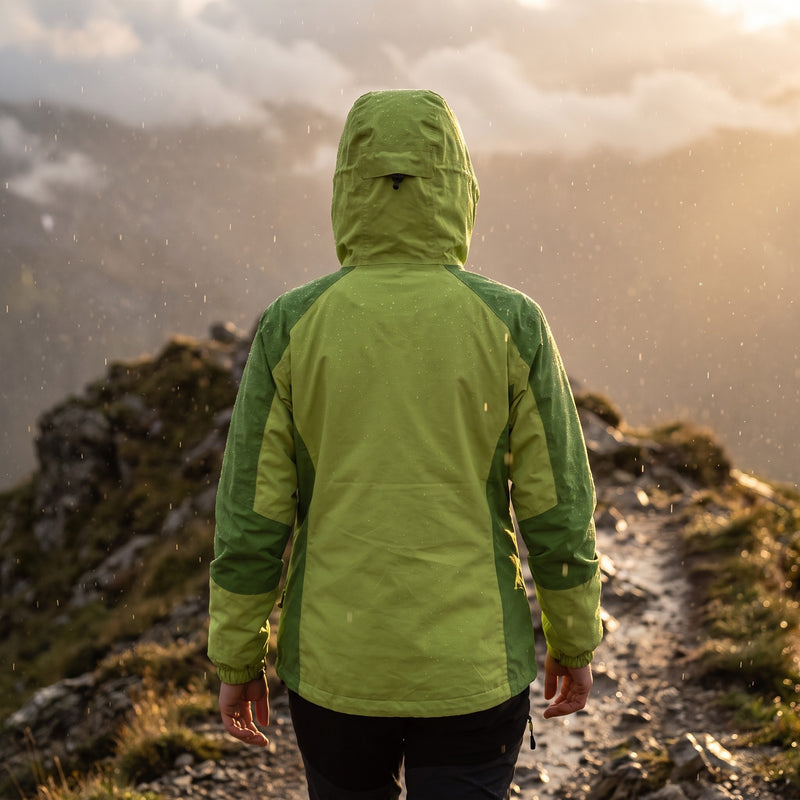 Trekking Rain Jacket Waterproof Windproof Mesh Lined Removable Hood, product photo 3