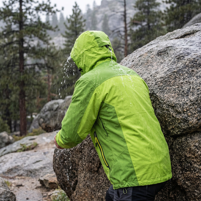 Trekking Rain Jacket Waterproof Windproof Mesh Lined Removable Hood, product photo 5