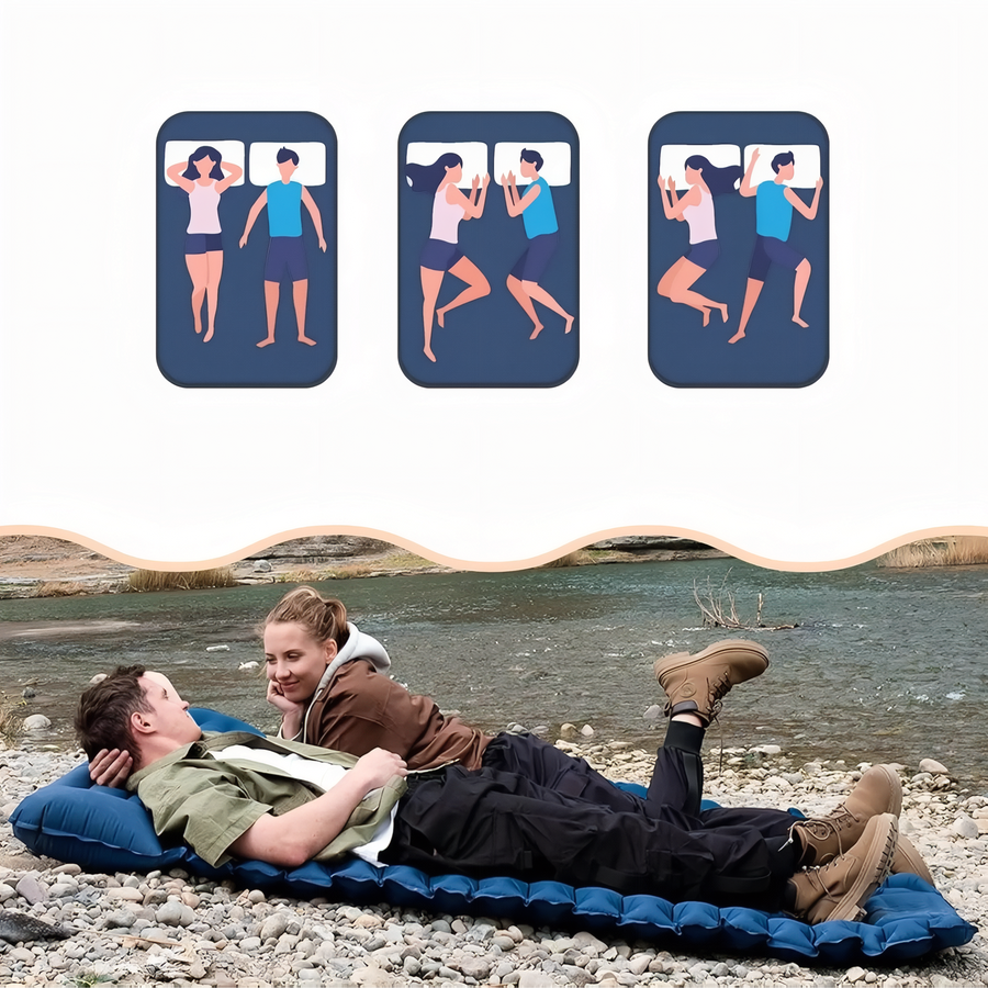Two-Person Inflatable Sleeping Pad Camping Mat with Built-In Pillows – product view 9 | Great Lakes Outdoor