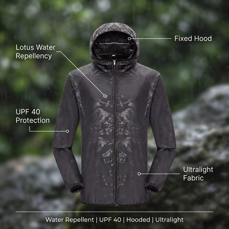 Ultralight Rain Jacket Unisex UPF 40 Hooded Water Repellent Shell, product photo 2