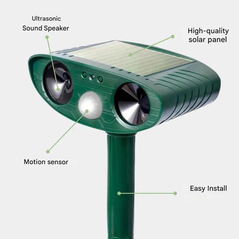 Ultrasonic Cat Repeller Solar Powered Outdoor Animal Deterrent – product view 3 | Great Lakes Outdoor
