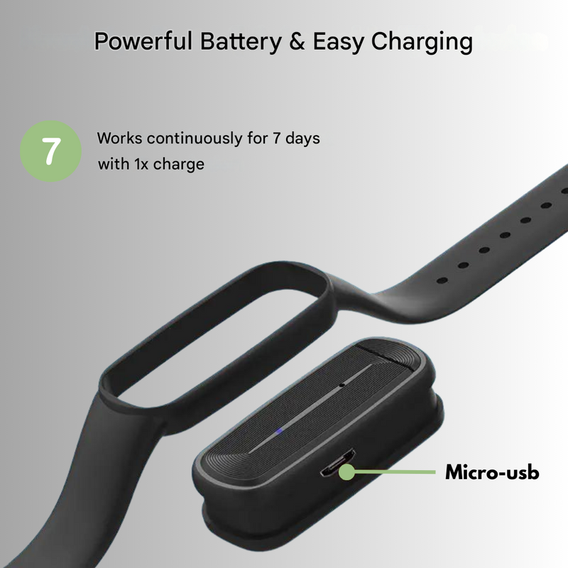 Ultrasonic Mosquito Repellent Bracelet Rechargeable Outdoor Wristband – product view 3 | Great Lakes Outdoor