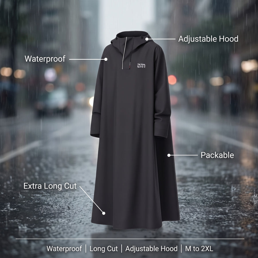 Unisex Rain Poncho Waterproof Hooded Long Cut Packable Cape, product photo 2