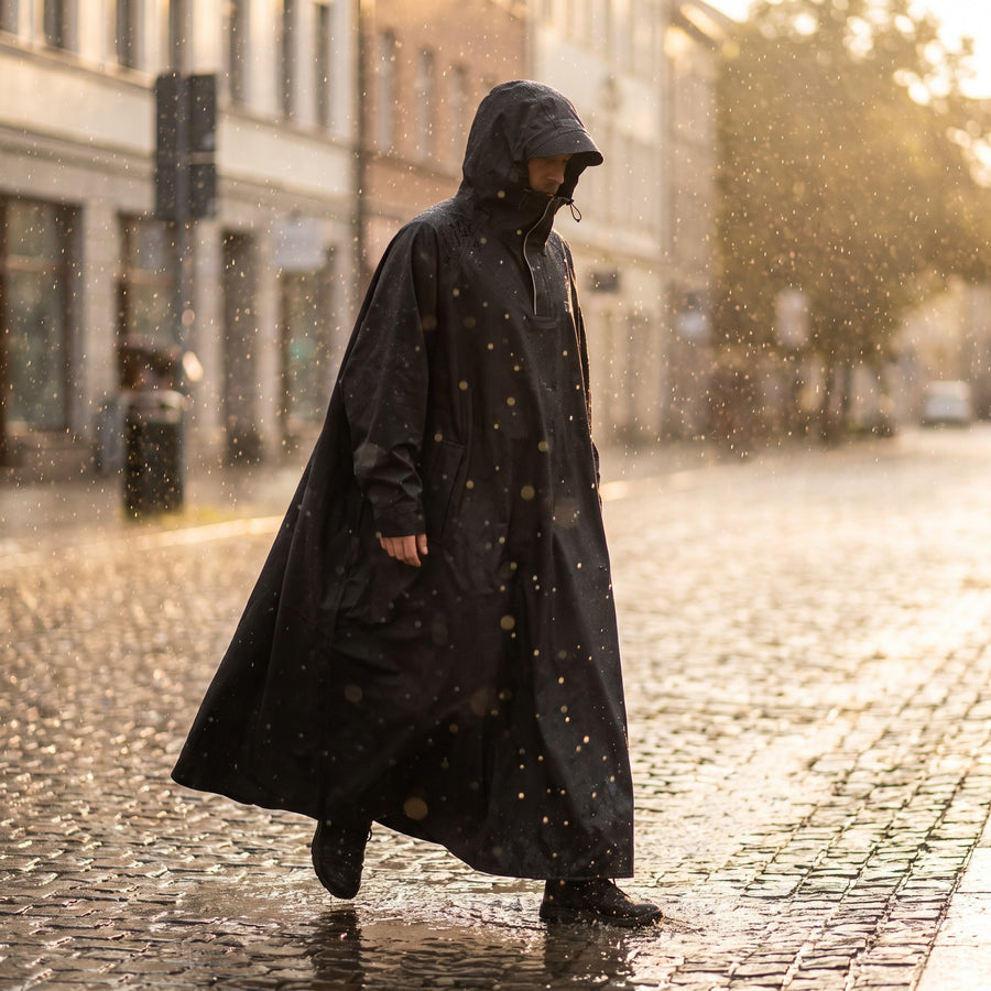 Unisex Rain Poncho Waterproof Hooded Long Cut Packable Cape, product photo 3