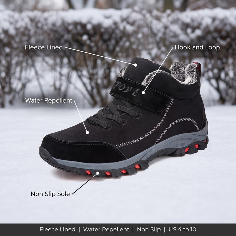 Unisex Snow Boots Plush Lined Water Repellent Hook Loop Winter Shoes, product photo 2