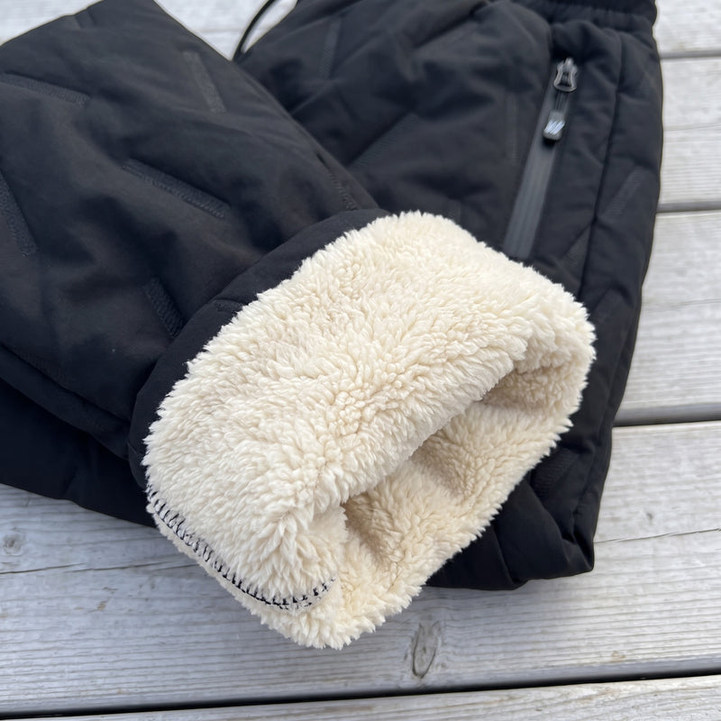 Unisex Thermal Joggers Lamb Fleece Lined Windproof Zip Pocket Pants, product photo 4