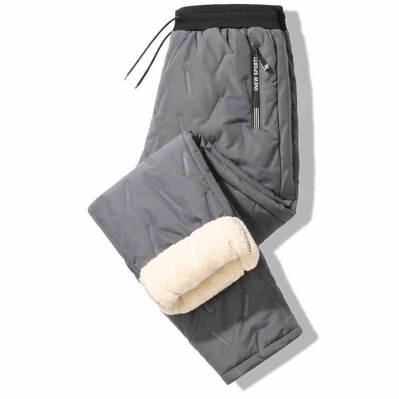Unisex Thermal Joggers Lamb Fleece Lined Windproof Zip Pocket Pants, product photo 6