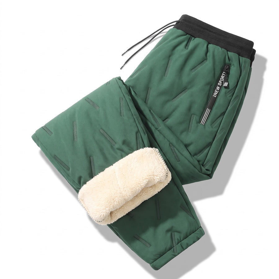 Unisex Thermal Joggers Lamb Fleece Lined Windproof Zip Pocket Pants, product photo 8