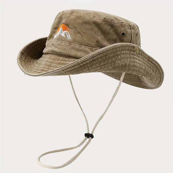 Unisex Wide Brim Bucket Hat Breathable Cotton Sun Protection Cap