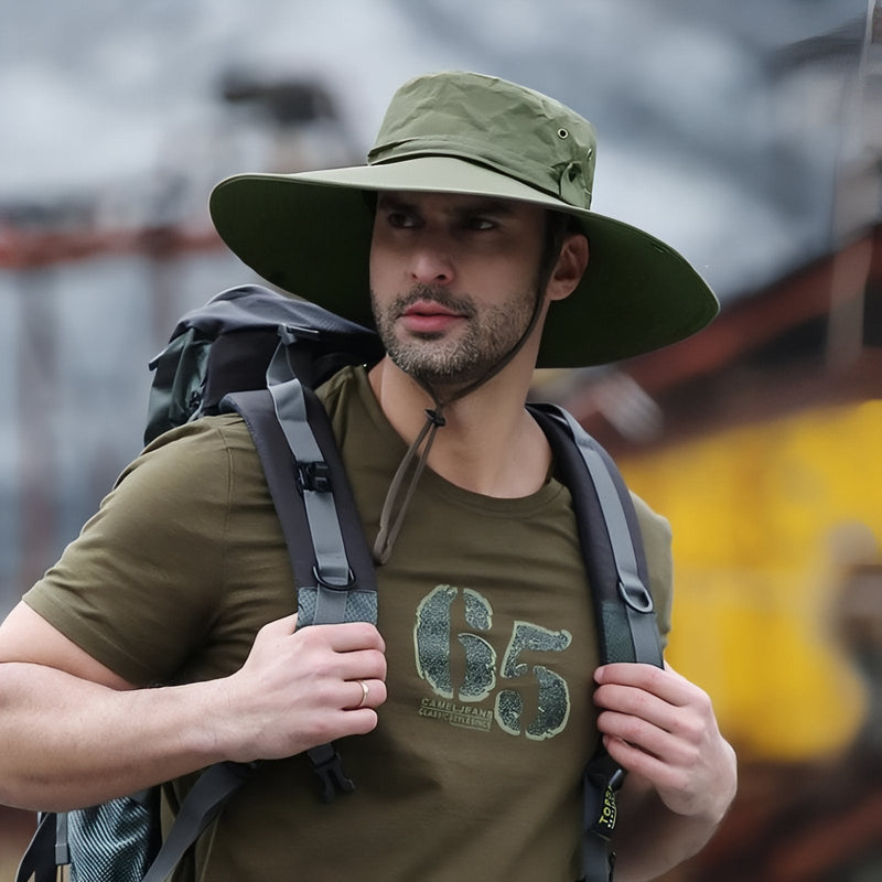 Unisex Wide Brim Hiking Hat Waterproof UPF 50 Sun Cap – product view 4 | Great Lakes Outdoor