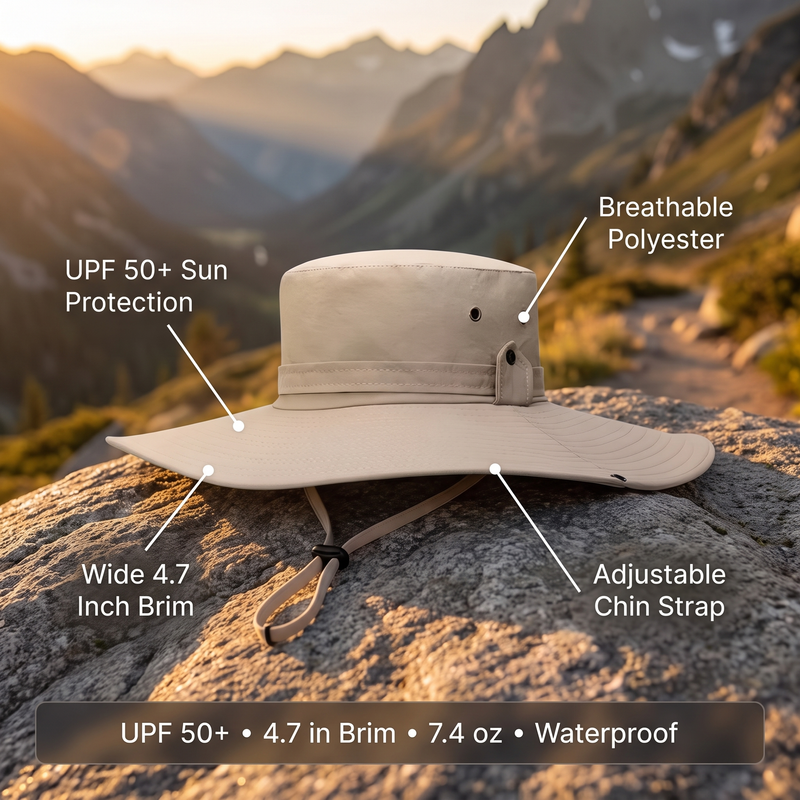 Unisex Wide Brim Hiking Hat Waterproof UPF 50 Sun Cap – features and specifications overview | Great Lakes Outdoor