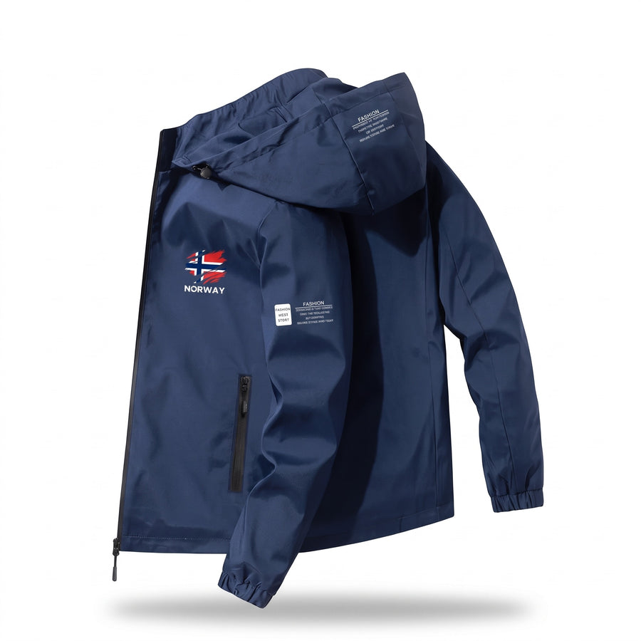 Unisex Windbreaker Nordic Print Hooded Breathable Climbing Coat, product photo 1