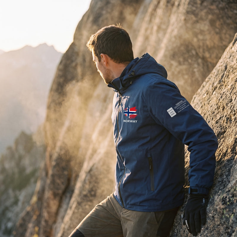 Unisex Windbreaker Nordic Print Hooded Breathable Climbing Coat, product photo 3