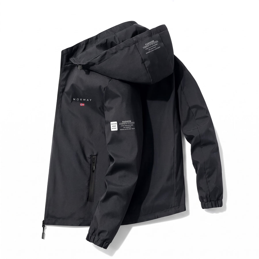 Unisex Windproof Hiking Jacket Nordic Print Hooded Breathable, product photo 1