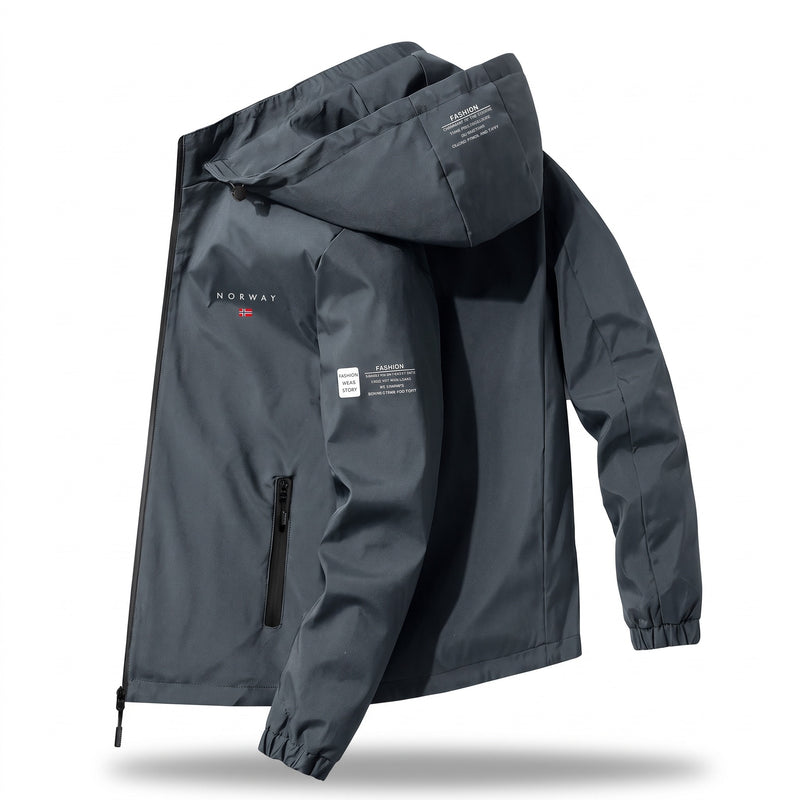 Unisex Windproof Hiking Jacket Nordic Print Hooded Breathable, product photo 7