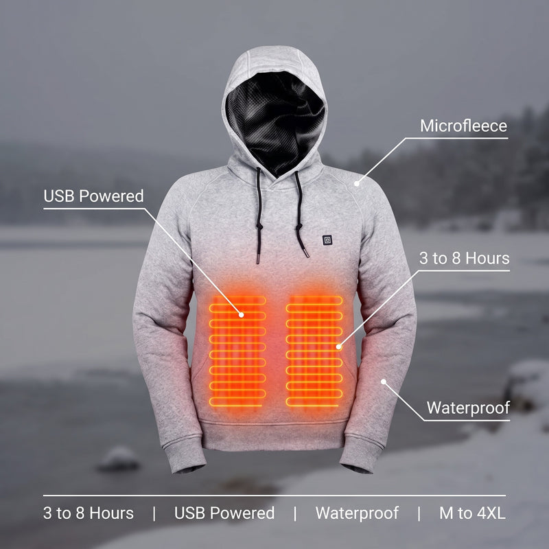 USB Heated Hoodie Waterproof Nylon Microfleece Lined Winter Jacket, product photo 2