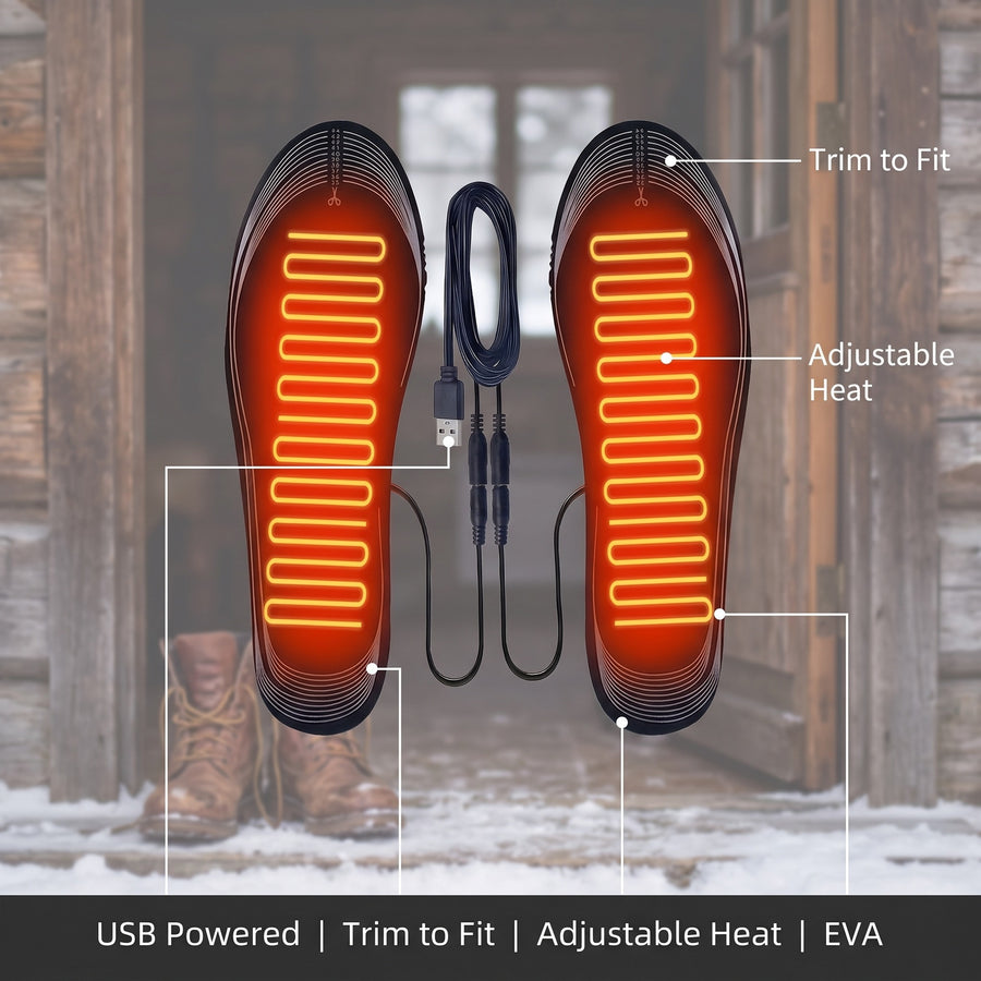 USB Heated Insoles Cuttable EVA Electric Foot Warmer Shoe Pads, product photo 2