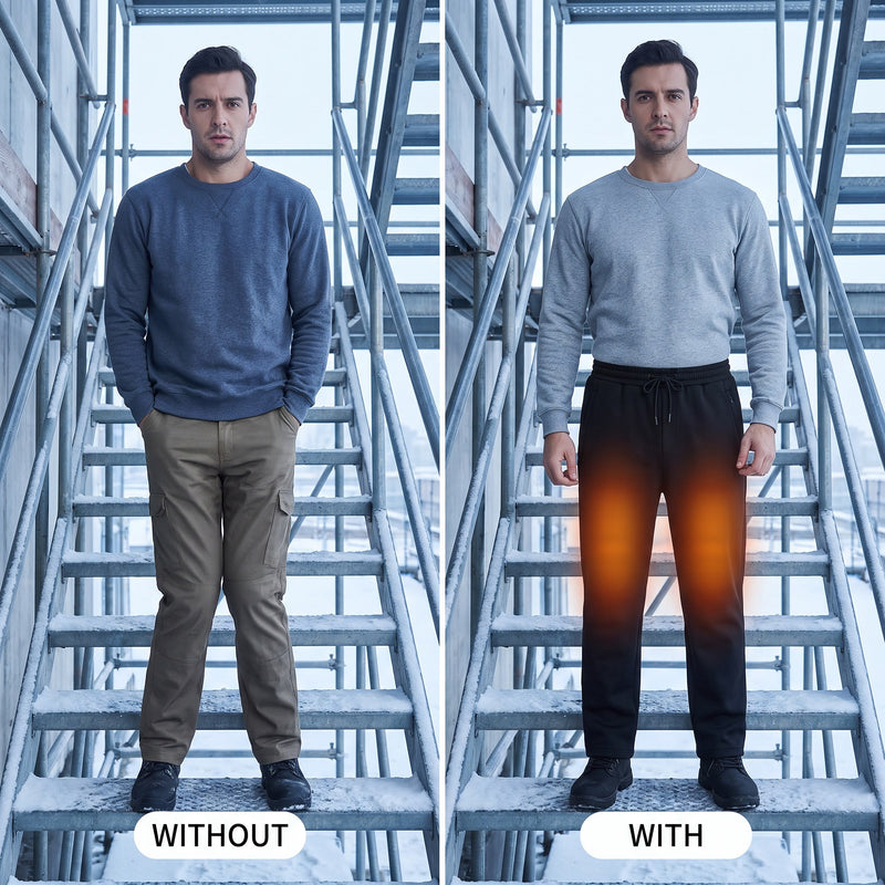 USB Heated Pants 12 Heating Zones Carbon Fiber Zip Pocket Trousers, product photo 4