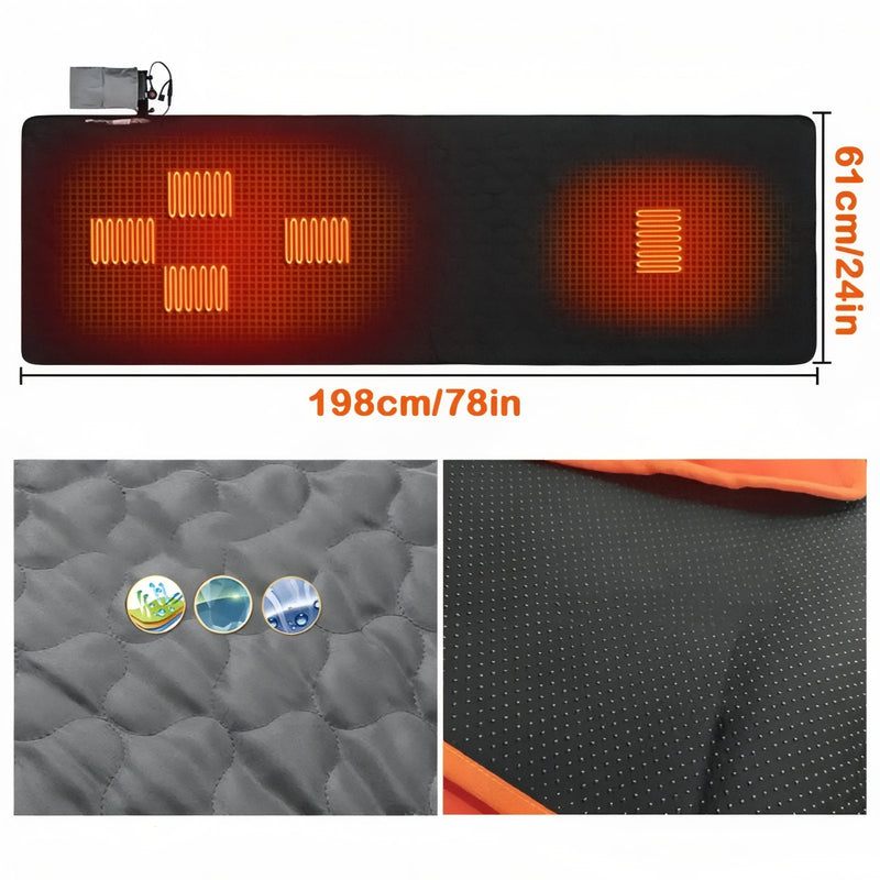 USB Heated Sleeping Pad Insulated Winter Camping Mat – product view 3 | Great Lakes Outdoor