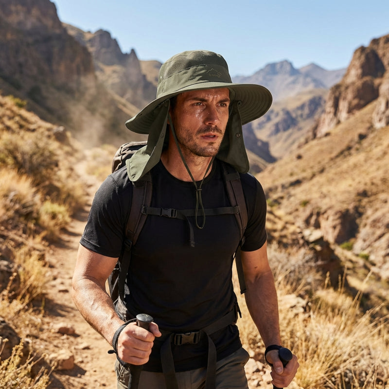 UV Protection Hiking Hat Wide Brim Neck Flap Sun Cap – product view 3 | Great Lakes Outdoor