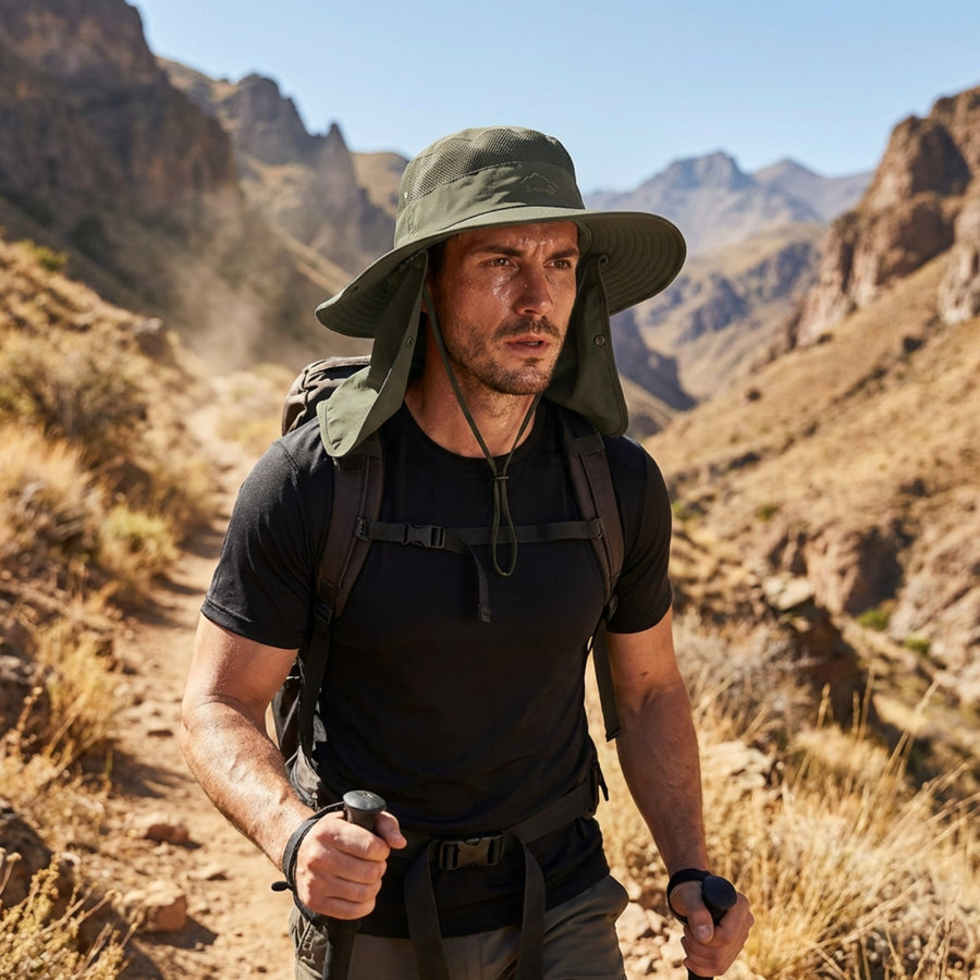 UV Protection Hiking Hat Wide Brim Neck Flap Sun Cap – product view 3 | Great Lakes Outdoor