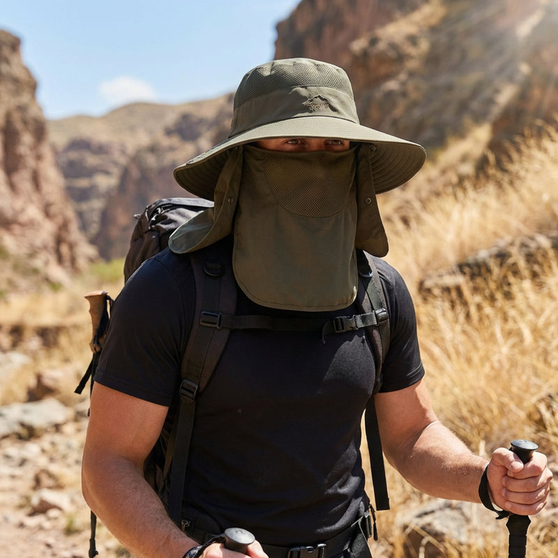 UV Protection Hiking Hat Wide Brim Neck Flap Sun Cap – product view 9 | Great Lakes Outdoor