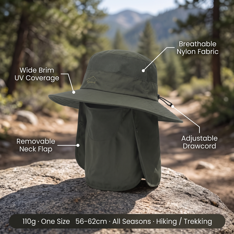 UV Protection Hiking Hat Wide Brim Neck Flap Sun Cap – features and specifications overview | Great Lakes Outdoor