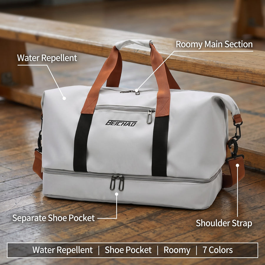 Water Repellent Sports Duffel Shoe Compartment Gym Travel Bag, product photo 2