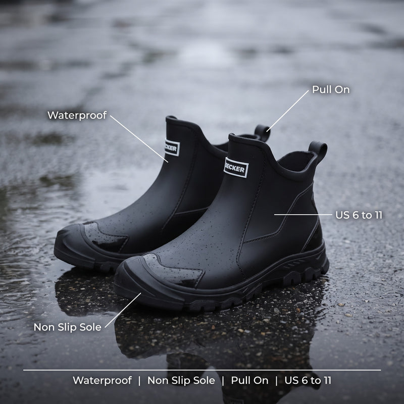 Waterproof Ankle Rain Boots Non Slip Rubber Pull On Booties, product photo 2