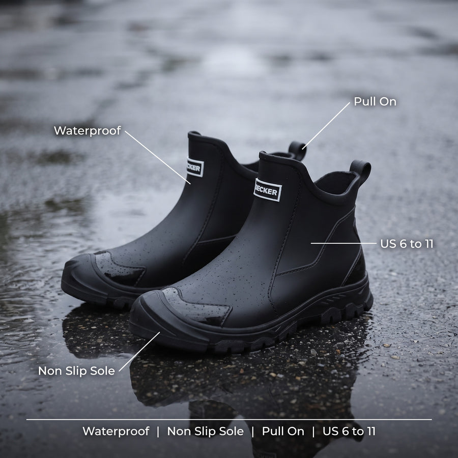 Waterproof Ankle Rain Boots Non Slip Rubber Pull On Booties, product photo 2