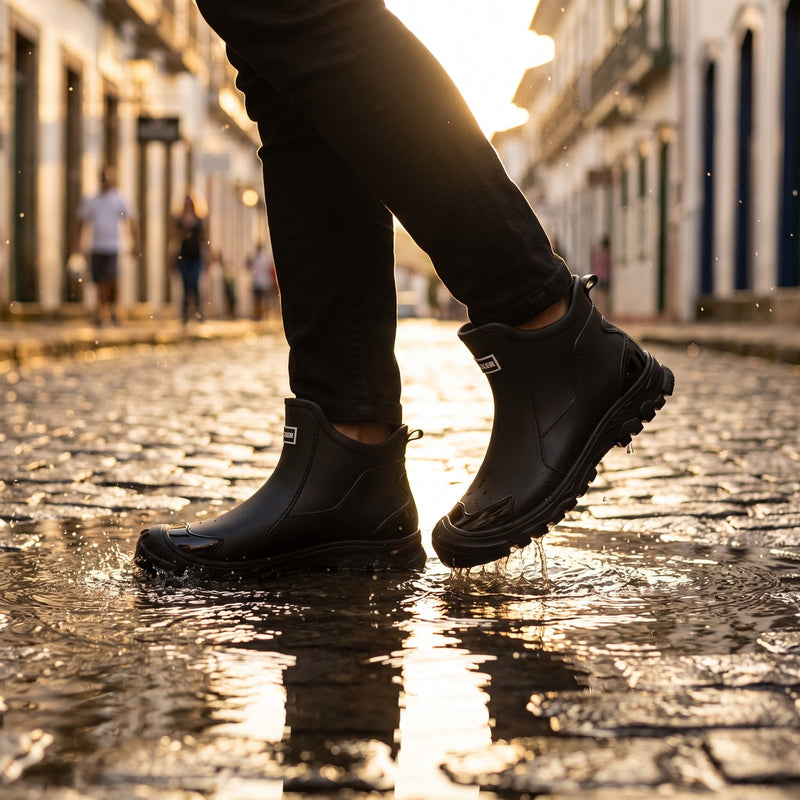 Waterproof Ankle Rain Boots Non Slip Rubber Pull On Booties, product photo 3