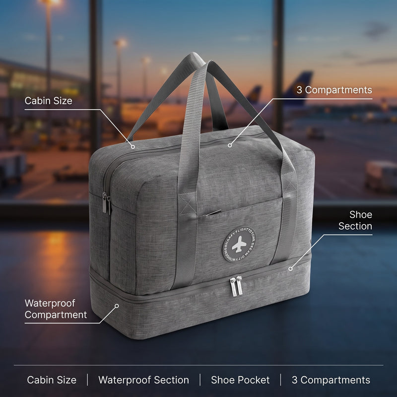 Waterproof Cabin Travel Bag Shoe Compartment 3 Pocket Duffel, product photo 2