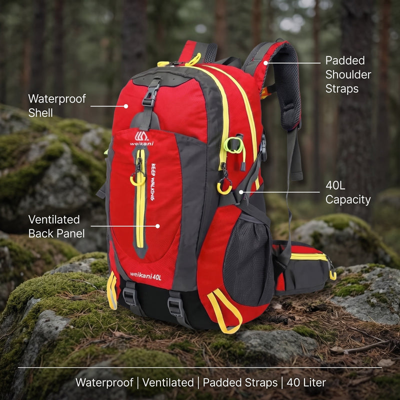 Waterproof Hiking Backpack 40L Ventilated Lightweight Trekking Pack, product photo 2